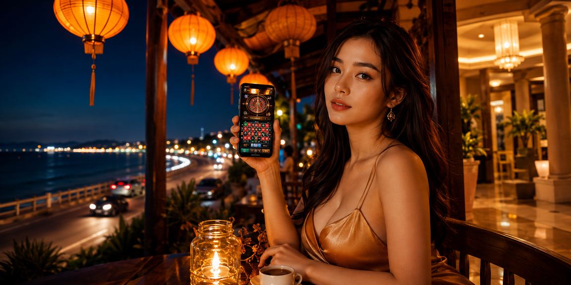 Người chơi tại phố cổ Hội An thư giãn và xem ưu đãi VIP trên điện thoại